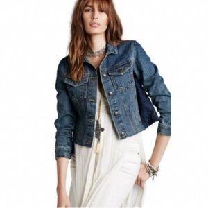 Free People Denim and Lace Jacket